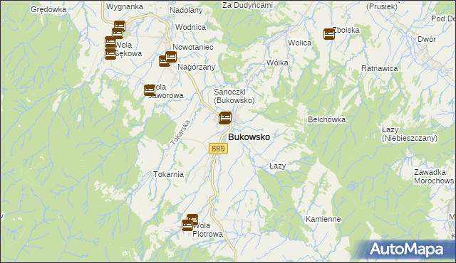 mapa Bukowsko, Bukowsko na mapie Targeo