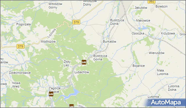 mapa Bystrzyca Górna, Bystrzyca Górna na mapie Targeo
