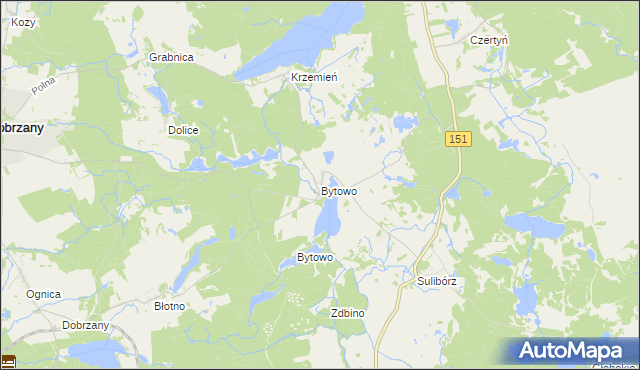 mapa Bytowo gmina Dobrzany, Bytowo gmina Dobrzany na mapie Targeo