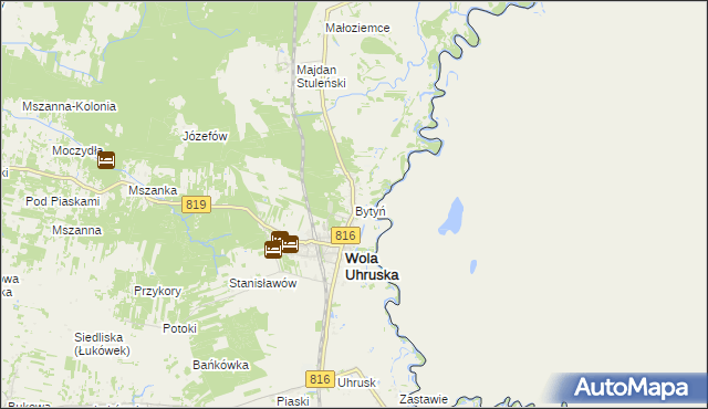 mapa Bytyń gmina Wola Uhruska, Bytyń gmina Wola Uhruska na mapie Targeo