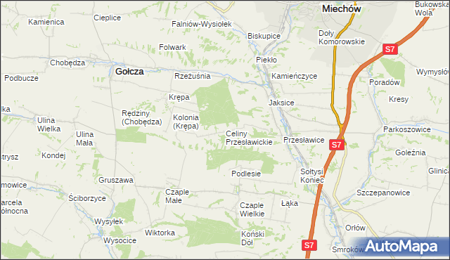 mapa Celiny Przesławickie, Celiny Przesławickie na mapie Targeo