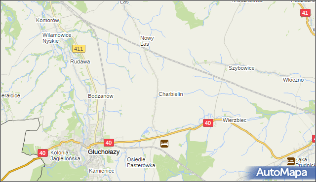 mapa Charbielin gmina Głuchołazy, Charbielin gmina Głuchołazy na mapie Targeo