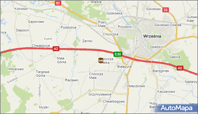 mapa Chocicza Wielka, Chocicza Wielka na mapie Targeo