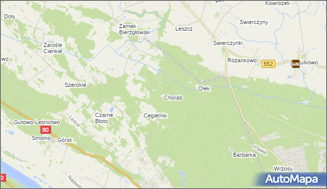 mapa Chorab gmina Łysomice, Chorab gmina Łysomice na mapie Targeo