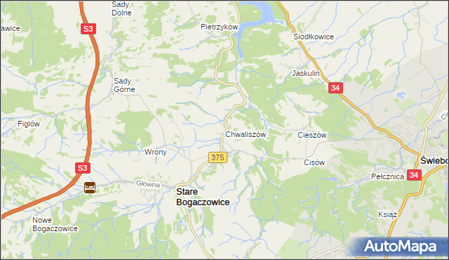 mapa Chwaliszów, Chwaliszów na mapie Targeo