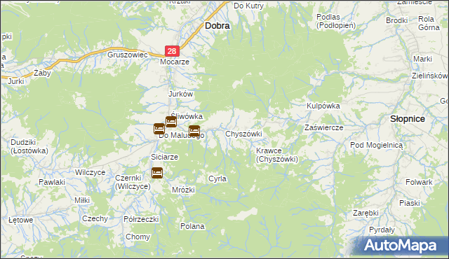 mapa Chyszówki, Chyszówki na mapie Targeo