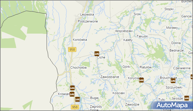 mapa Ciche gmina Czarny Dunajec, Ciche gmina Czarny Dunajec na mapie Targeo