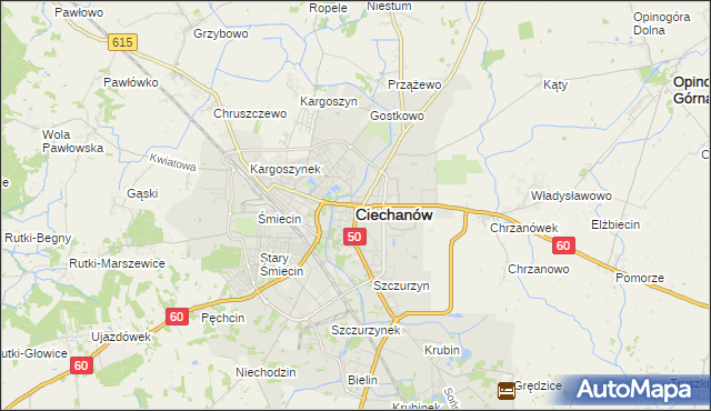 mapa Ciechanów, Ciechanów na mapie Targeo