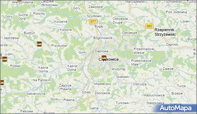 mapa Ciężkowice powiat tarnowski, Ciężkowice powiat tarnowski na mapie Targeo