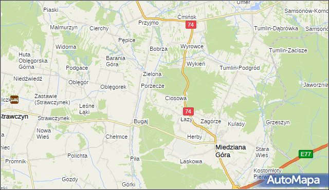 mapa Ciosowa, Ciosowa na mapie Targeo