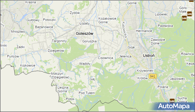 mapa Cisownica, Cisownica na mapie Targeo