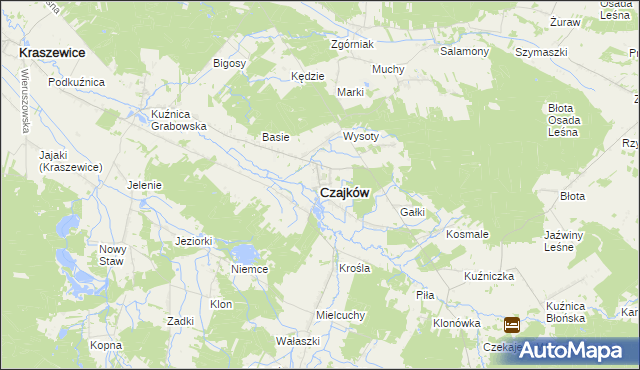 mapa Czajków powiat ostrzeszowski, Czajków powiat ostrzeszowski na mapie Targeo