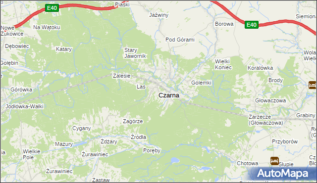 mapa Czarna powiat dębicki, Czarna powiat dębicki na mapie Targeo