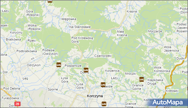 mapa Czarnorzeki, Czarnorzeki na mapie Targeo