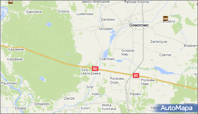 mapa Czarnowo gmina Goworowo, Czarnowo gmina Goworowo na mapie Targeo