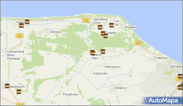 mapa Czarny Młyn gmina Puck, Czarny Młyn gmina Puck na mapie Targeo