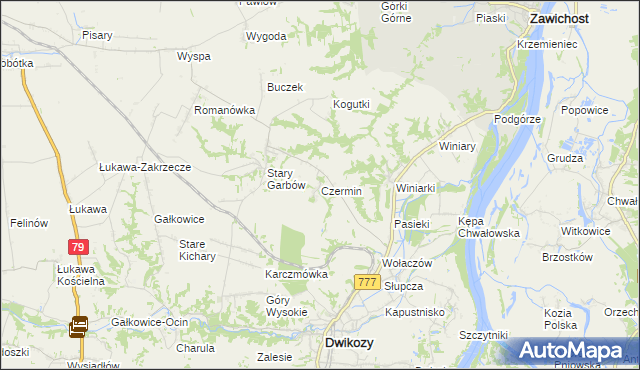 mapa Czermin gmina Dwikozy, Czermin gmina Dwikozy na mapie Targeo