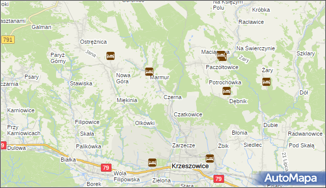 mapa Czerna gmina Krzeszowice, Czerna gmina Krzeszowice na mapie Targeo