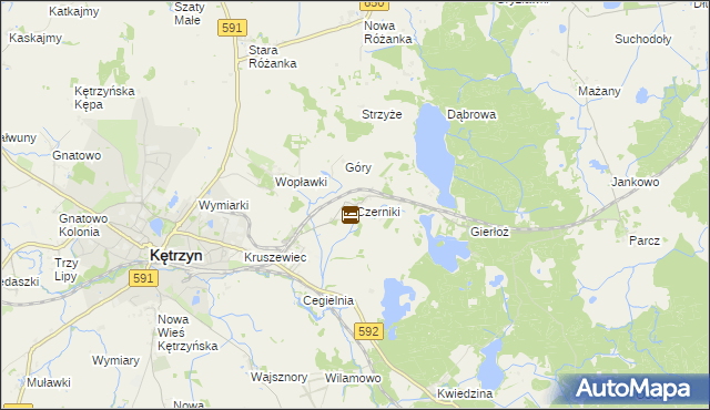 mapa Czerniki gmina Kętrzyn, Czerniki gmina Kętrzyn na mapie Targeo