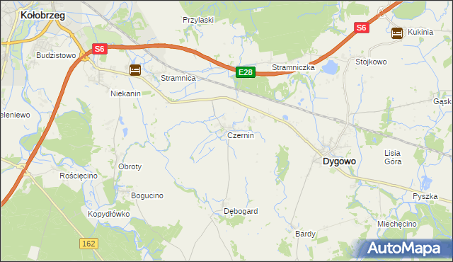 mapa Czernin gmina Dygowo, Czernin gmina Dygowo na mapie Targeo