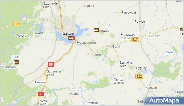 mapa Czernin gmina Sztum, Czernin gmina Sztum na mapie Targeo