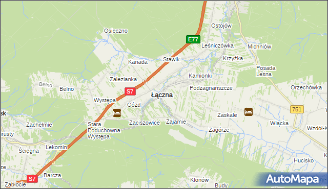 mapa Czerwona Górka gmina Łączna, Czerwona Górka gmina Łączna na mapie Targeo