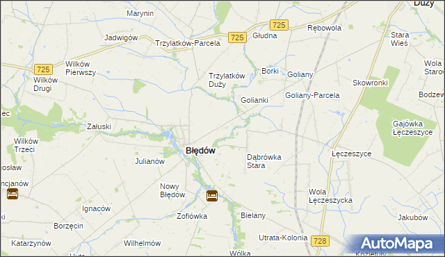 mapa Dąbrówka Nowa gmina Błędów, Dąbrówka Nowa gmina Błędów na mapie Targeo