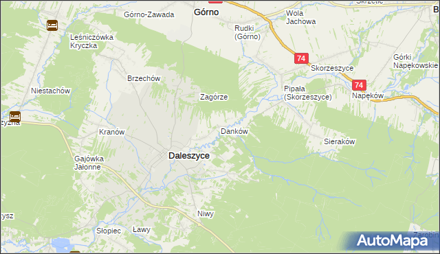 mapa Danków gmina Daleszyce, Danków gmina Daleszyce na mapie Targeo
