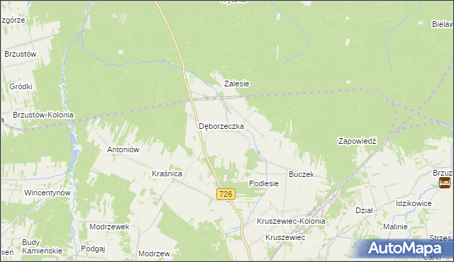 mapa Dęba gmina Poświętne, Dęba gmina Poświętne na mapie Targeo