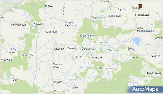 mapa Dębionka gmina Pakosław, Dębionka gmina Pakosław na mapie Targeo