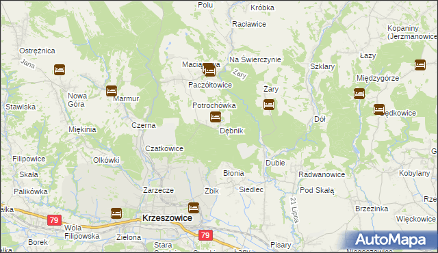 mapa Dębnik gmina Krzeszowice, Dębnik gmina Krzeszowice na mapie Targeo