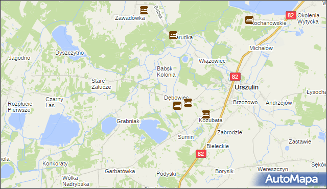 mapa Dębowiec gmina Urszulin, Dębowiec gmina Urszulin na mapie Targeo