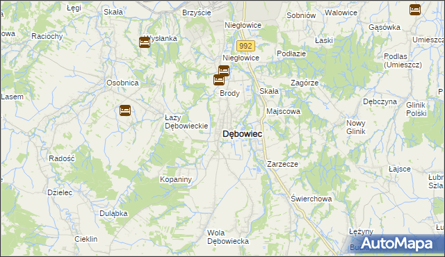 mapa Dębowiec powiat jasielski, Dębowiec powiat jasielski na mapie Targeo