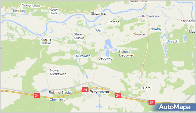 mapa Dębówko gmina Przytoczna, Dębówko gmina Przytoczna na mapie Targeo