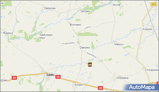 mapa Dębowo gmina Sadki, Dębowo gmina Sadki na mapie Targeo