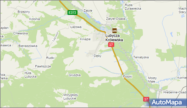 mapa Dęby gmina Lubycza Królewska, Dęby gmina Lubycza Królewska na mapie Targeo