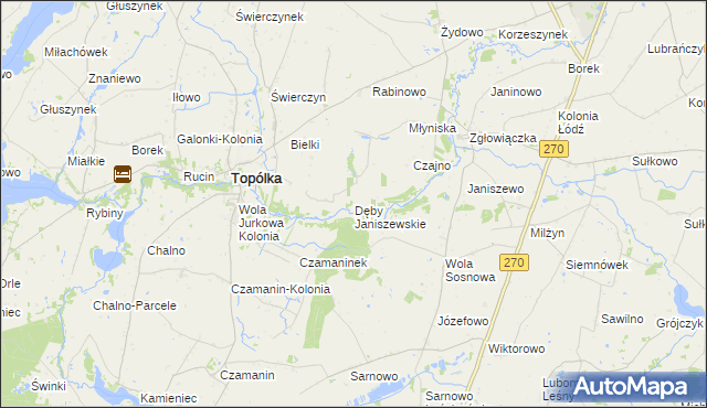 mapa Dęby Janiszewskie, Dęby Janiszewskie na mapie Targeo