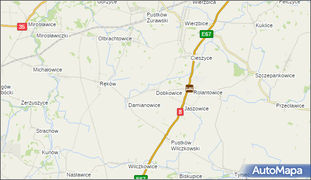 mapa Dobkowice gmina Kobierzyce, Dobkowice gmina Kobierzyce na mapie Targeo