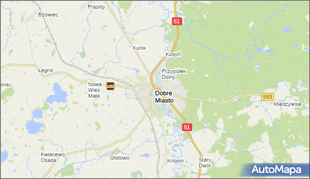 mapa Dobre Miasto, Dobre Miasto na mapie Targeo