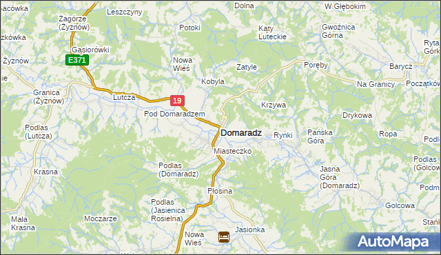mapa Domaradz powiat brzozowski, Domaradz powiat brzozowski na mapie Targeo