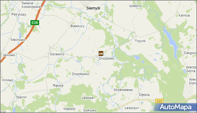 mapa Drozdowo gmina Rymań, Drozdowo gmina Rymań na mapie Targeo