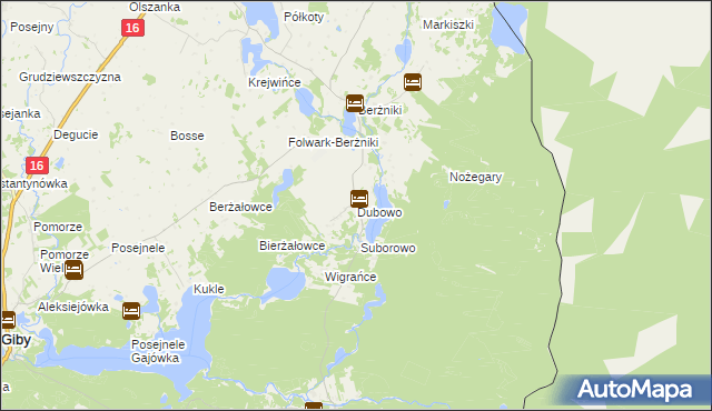 mapa Dubowo gmina Sejny, Dubowo gmina Sejny na mapie Targeo