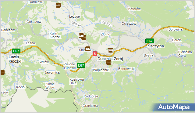mapa Duszniki-Zdrój, Duszniki-Zdrój na mapie Targeo