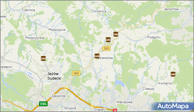 mapa Dziwiszów, Dziwiszów na mapie Targeo