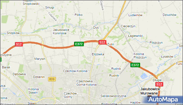 mapa Elizówka gmina Niemce, Elizówka gmina Niemce na mapie Targeo
