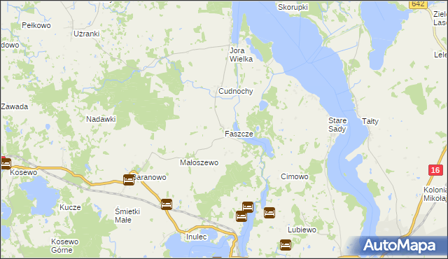 mapa Faszcze gmina Mikołajki, Faszcze gmina Mikołajki na mapie Targeo