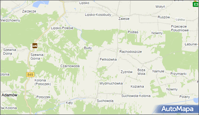 mapa Feliksówka gmina Adamów, Feliksówka gmina Adamów na mapie Targeo