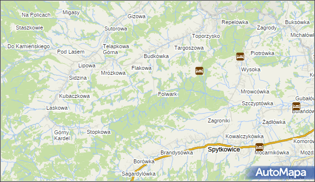 mapa Folwark gmina Jordanów, Folwark gmina Jordanów na mapie Targeo