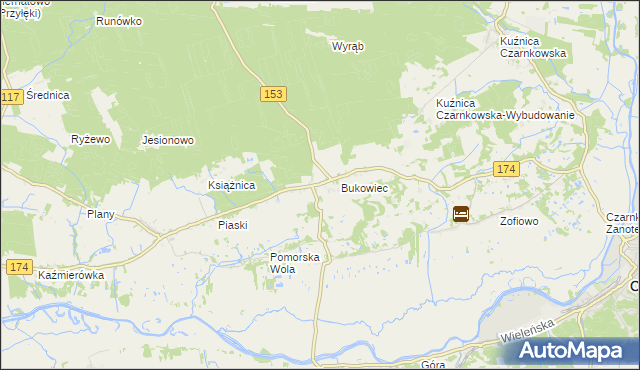 mapa Gajewo gmina Czarnków, Gajewo gmina Czarnków na mapie Targeo