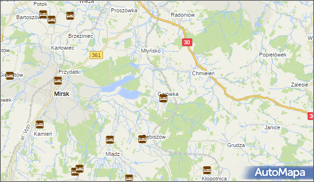 mapa Gajówka gmina Mirsk, Gajówka gmina Mirsk na mapie Targeo